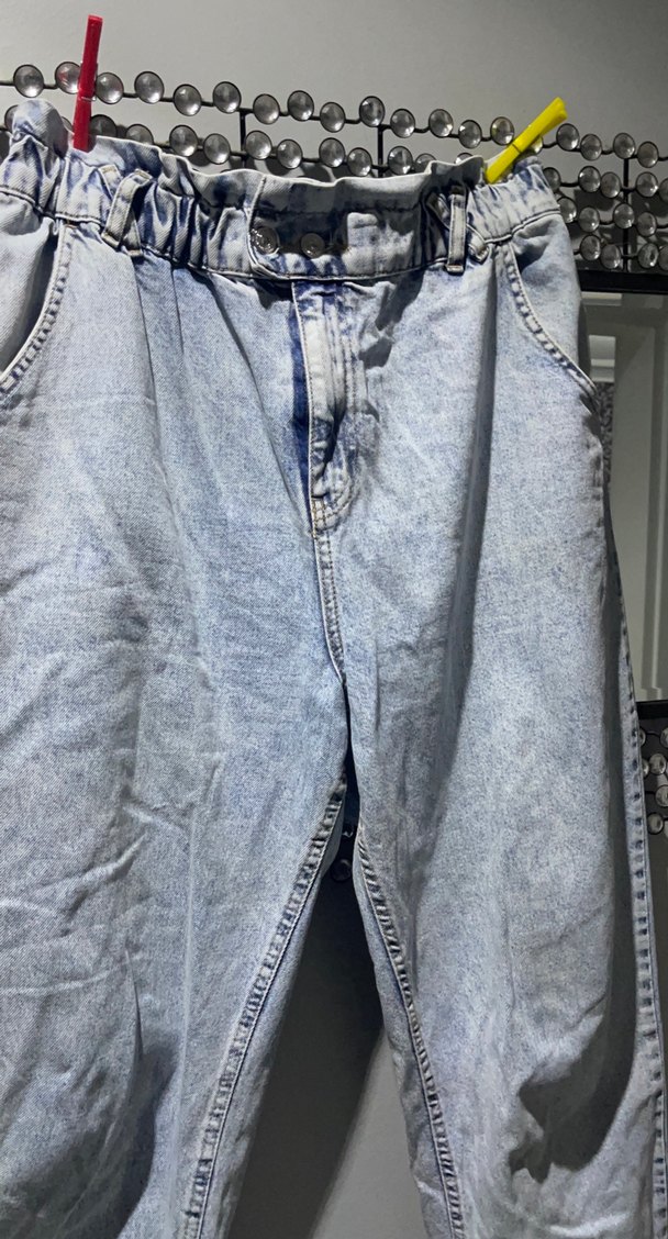 Gri Bağcıklı Loose Fit Kadın Denim Pantolon - Görsel 3