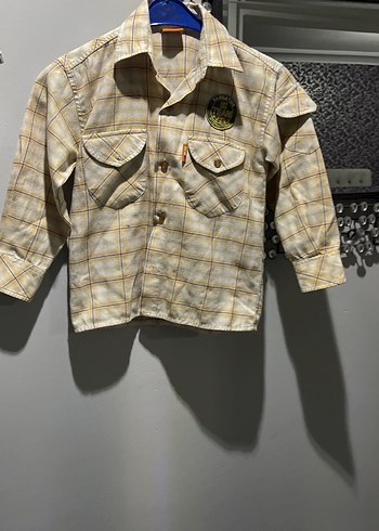 Erkek Çocuk Düğmeli Uzun Kollu Bej Gömlek - Görsel 3