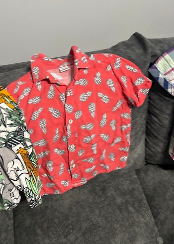 Erkek Çocuk Renkli Desenli Kısa Kollu Gömlek - Görsel 4