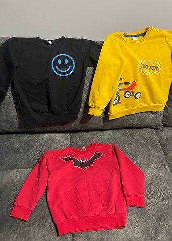 Kırmızı Nakışlı Erkek Çocuk Sweatshirt - Görsel 2