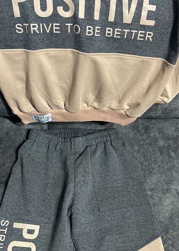 Gri Baskılı Kemerli Kız Eşofman Takımı - Görsel 3