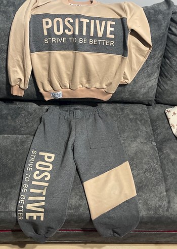 Gri Baskılı Kemerli Kız Eşofman Takımı - Görsel 2