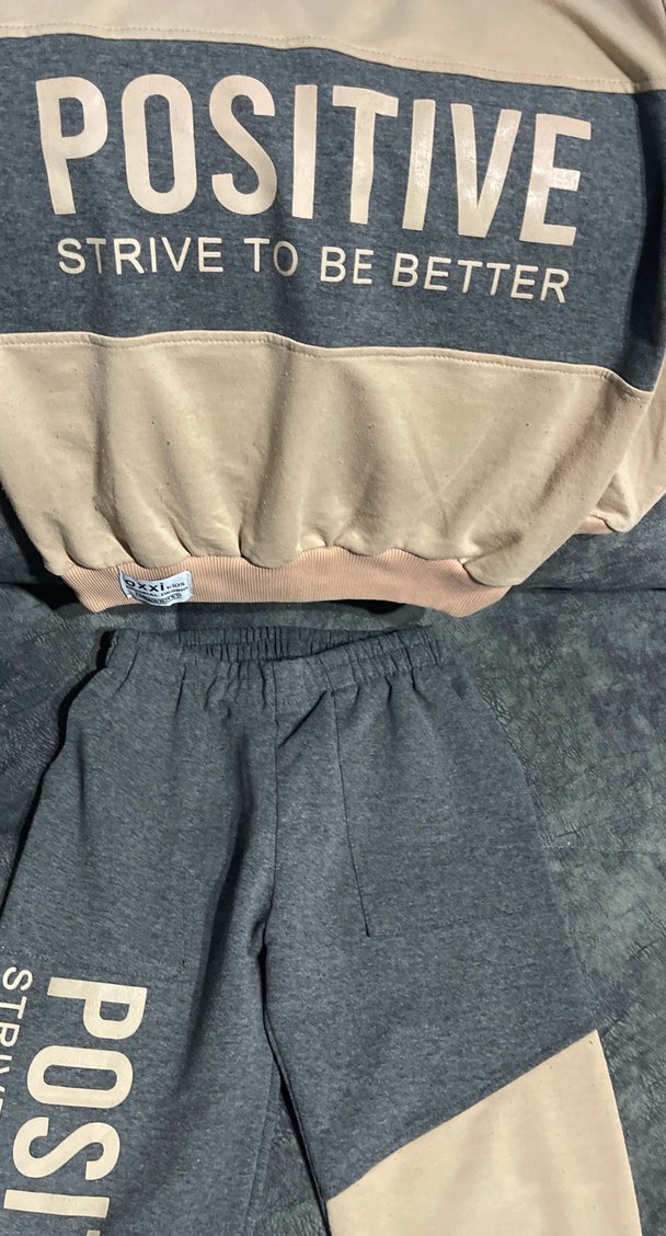 Gri Baskılı Kemerli Kız Eşofman Takımı - Görsel 3