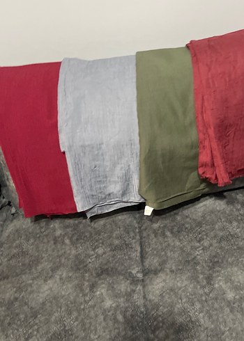 Gri Keten Kadın Şal - Görsel 3