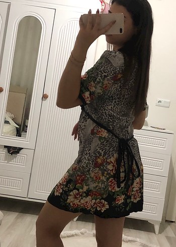 Desenli Bohem Gri Tunik