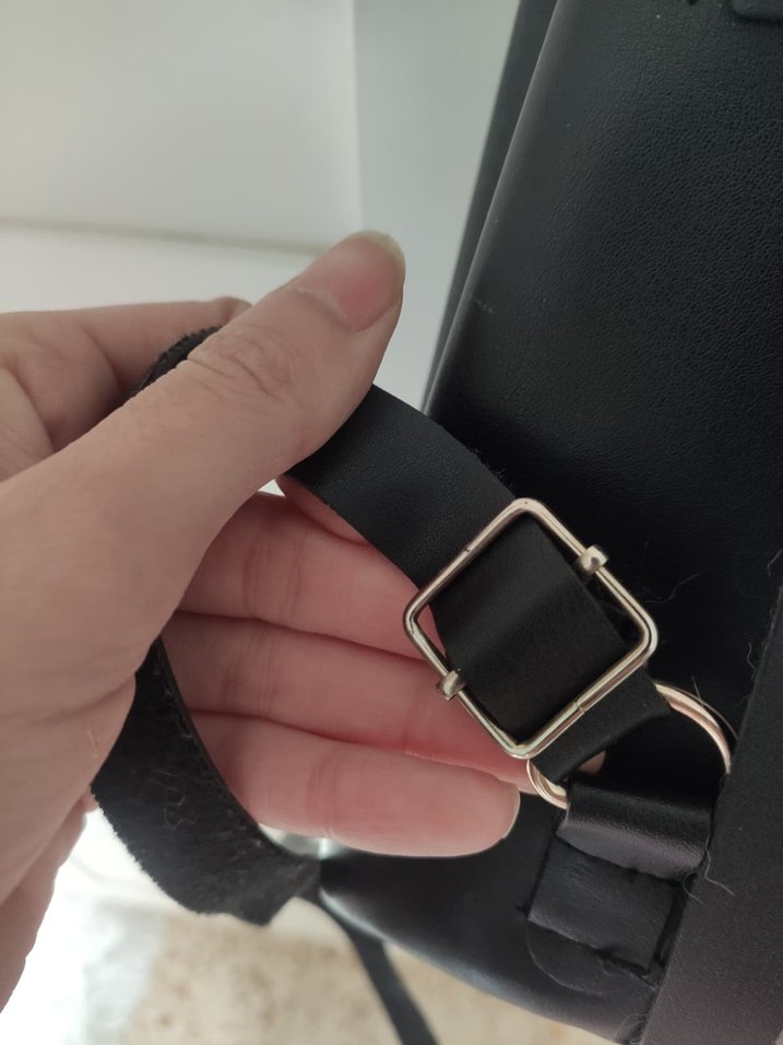 Kadın Siyah Deri Sade Sırt Çantası - Görsel 3