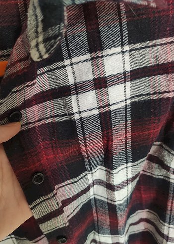 Bordo Ekoseli Uzun Kollu Kadın Gömlek Elbise - Görsel 3