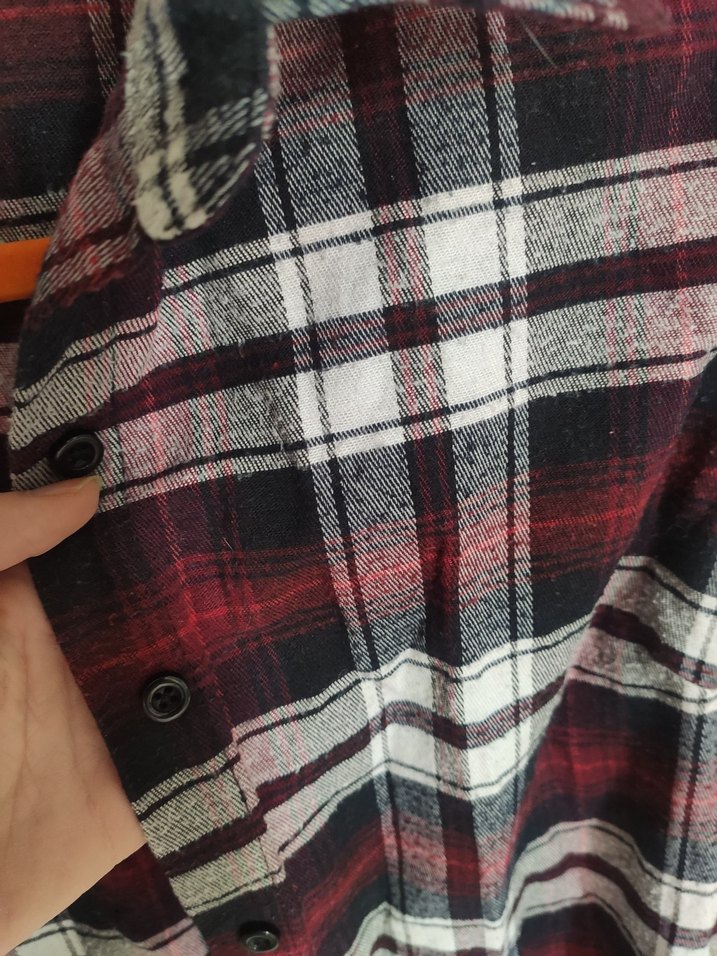 Bordo Ekoseli Uzun Kollu Kadın Gömlek Elbise - Görsel 3