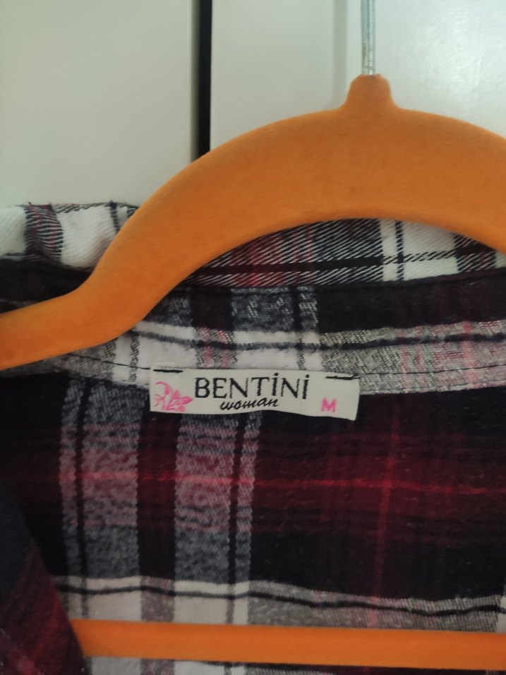 Bordo Ekoseli Uzun Kollu Kadın Gömlek Elbise - Görsel 2