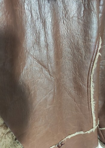 Kahverengi Uzun Deri Kadın Kaban - Görsel 6