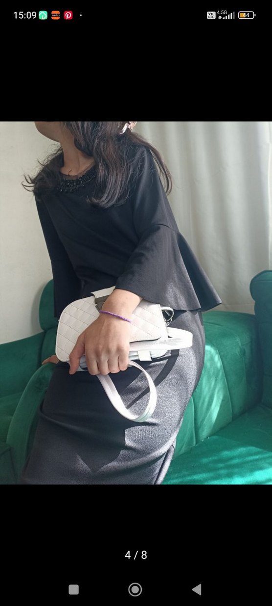 Drapeli Siyah Uzun Hamile Eteği - Görsel 2