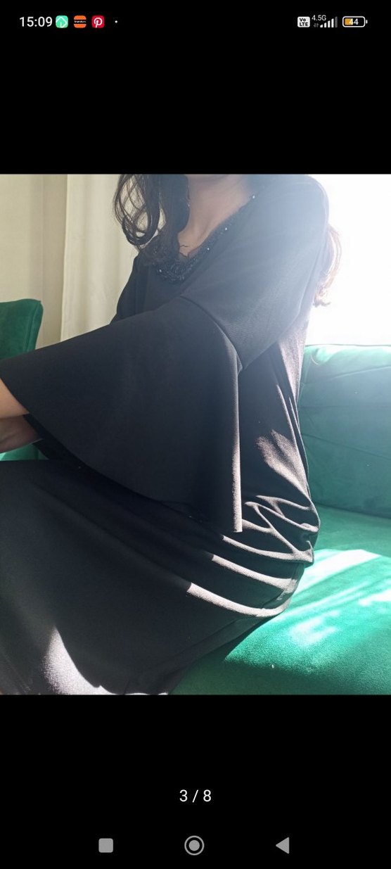 Drapeli Siyah Uzun Hamile Eteği - Görsel 3