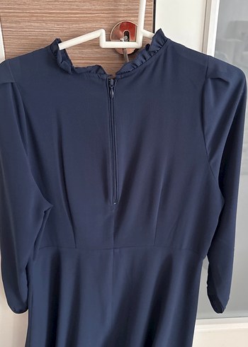H&M Lacivert Midi Uzun Kollu Kadın Elbise