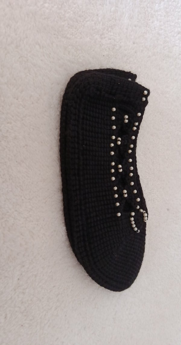 Nakışlı Siyah bayan patik - Görsel 2