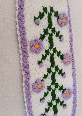 Mor Çiçekli Örgü Banyo Süngeri - Görsel 3