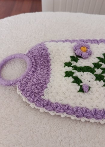 Mor Çiçekli Örgü Banyo Süngeri - Görsel 2