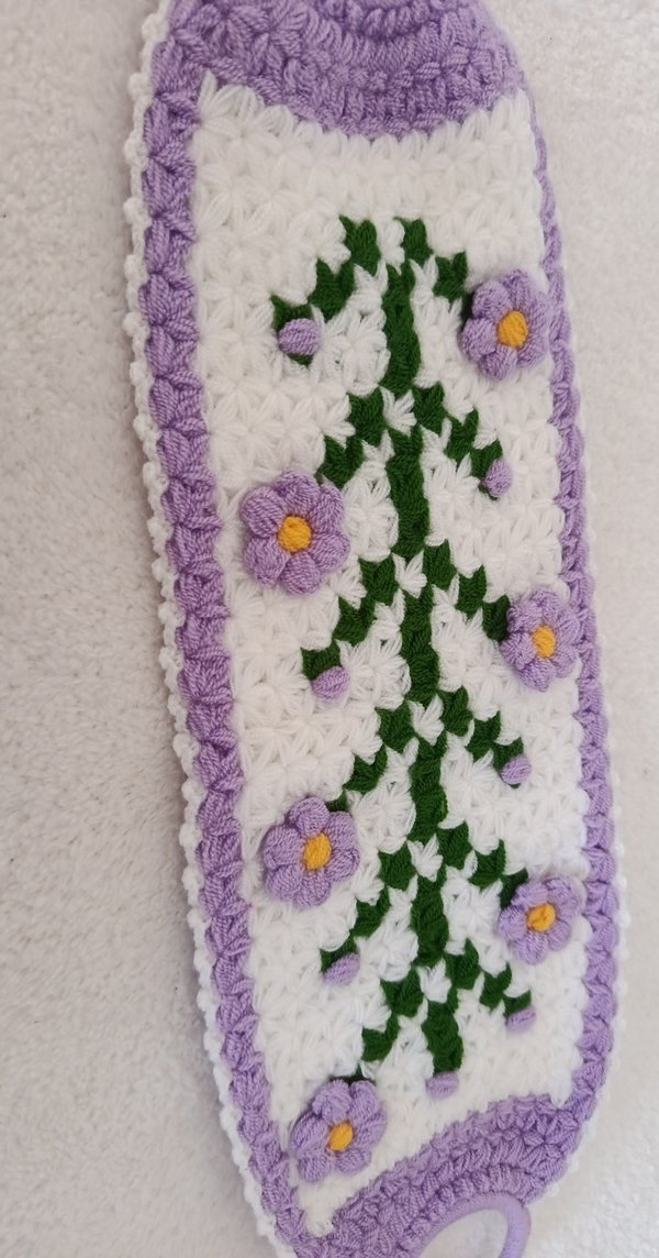 Mor Çiçekli Örgü Banyo Süngeri - Görsel 3