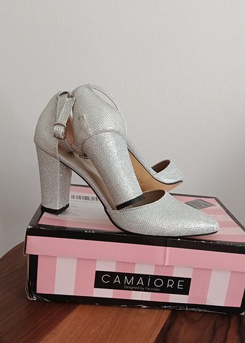 Gri Simli Kadın Topuklu Abiye Ayakkabı - Görsel 2