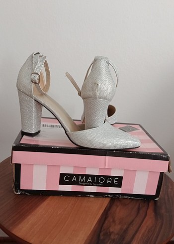 Gri Simli Kadın Topuklu Abiye Ayakkabı - Görsel 3