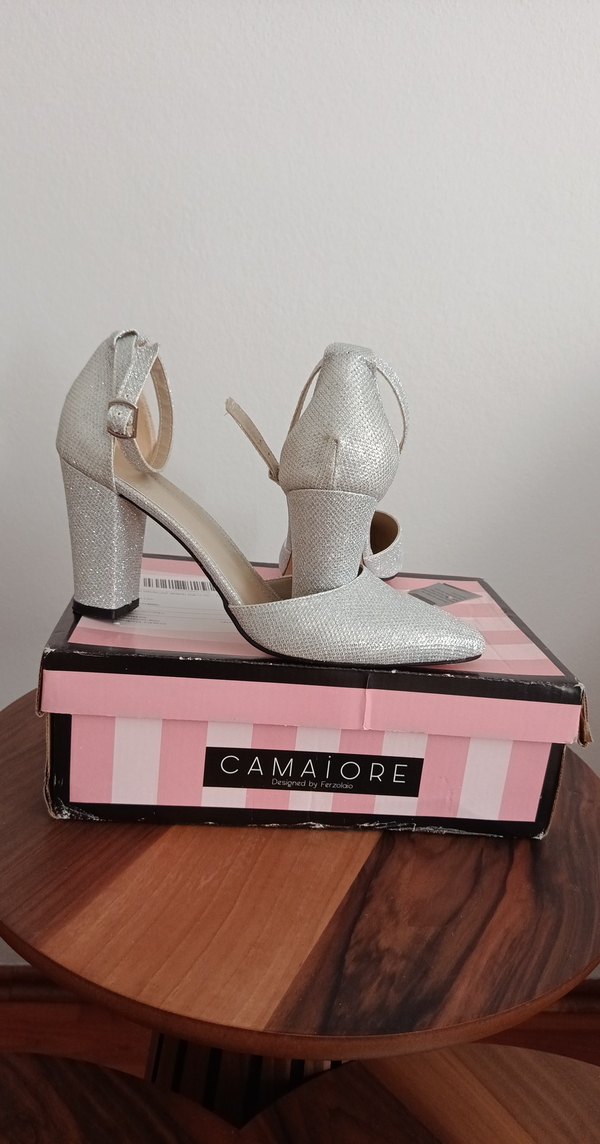 Gri Simli Kadın Topuklu Abiye Ayakkabı - Görsel 3