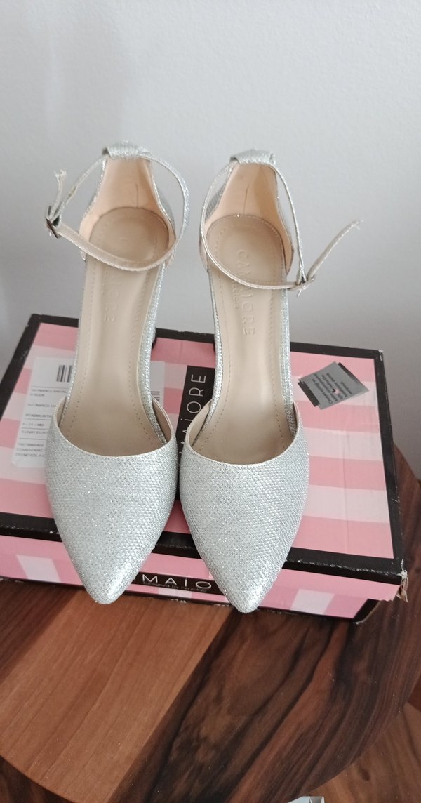 Gri Simli Kadın Topuklu Abiye Ayakkabı - Görsel 4