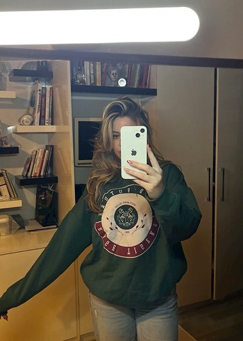 Kadın Haki Baskılı Oversize Sweatshirt - Görsel 2