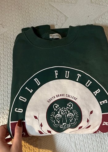 Kadın Haki Baskılı Oversize Sweatshirt - Görsel 6