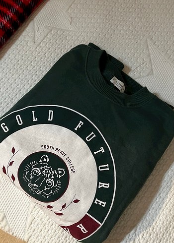 Kadın Haki Baskılı Oversize Sweatshirt - Görsel 7