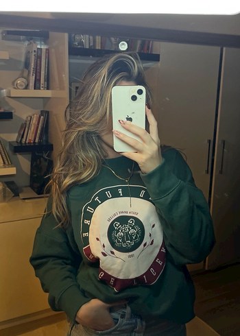 Kadın Haki Baskılı Oversize Sweatshirt - Görsel 8