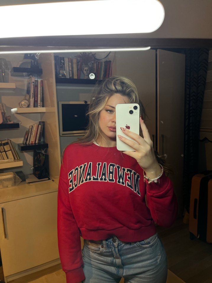 New Balance Bordo Kadın Sweatshirt - Görsel 2