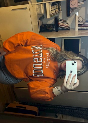 Turuncu Baskılı Kadın Sweatshirt - Görsel 3