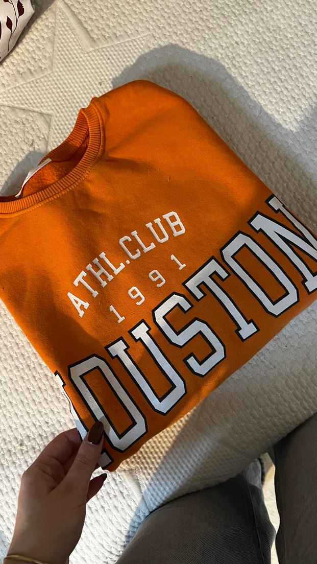 Turuncu Baskılı Kadın Sweatshirt - Görsel 2