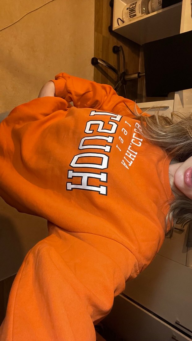 Turuncu Baskılı Kadın Sweatshirt - Görsel 5