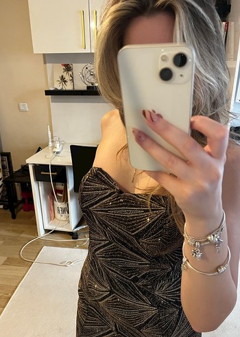 Haki straplez elbise - Görsel 5