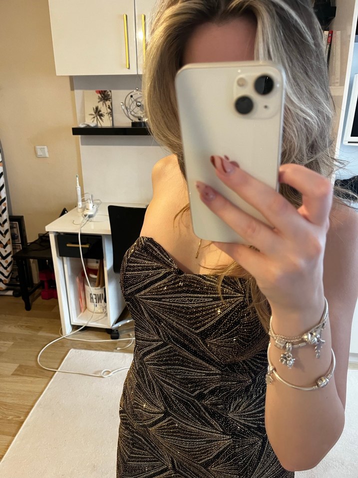 Haki straplez elbise - Görsel 5