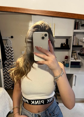 Beyaz İnce Crop Top - Görsel 2