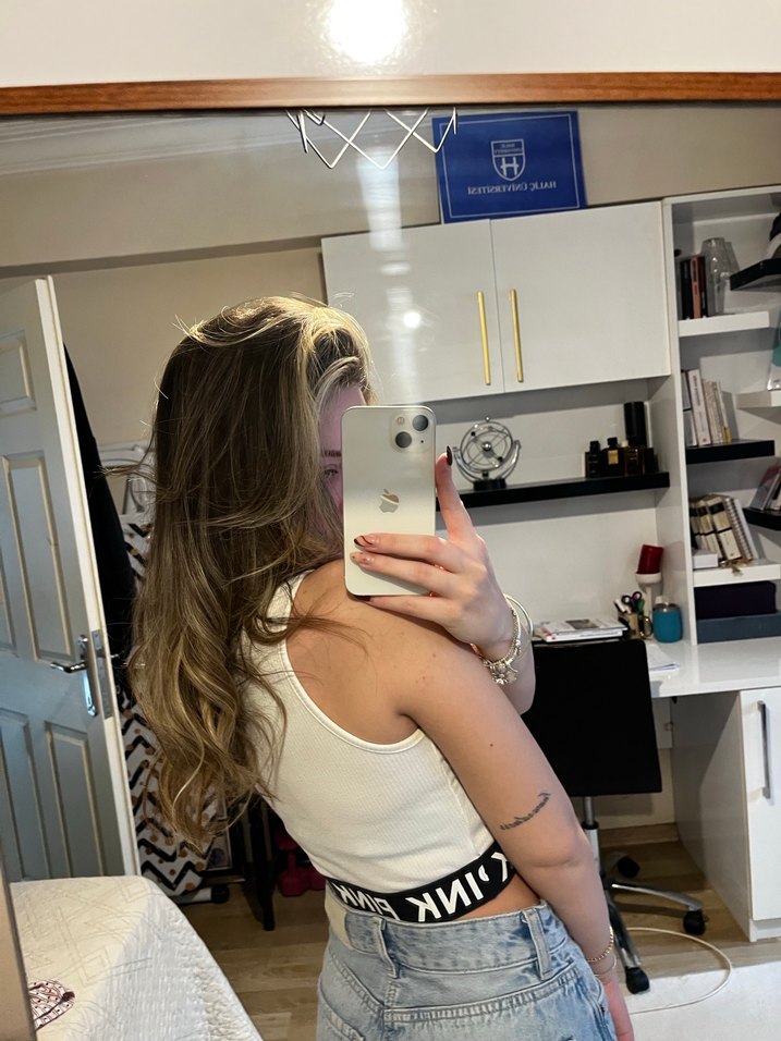 Beyaz İnce Crop Top - Görsel 3