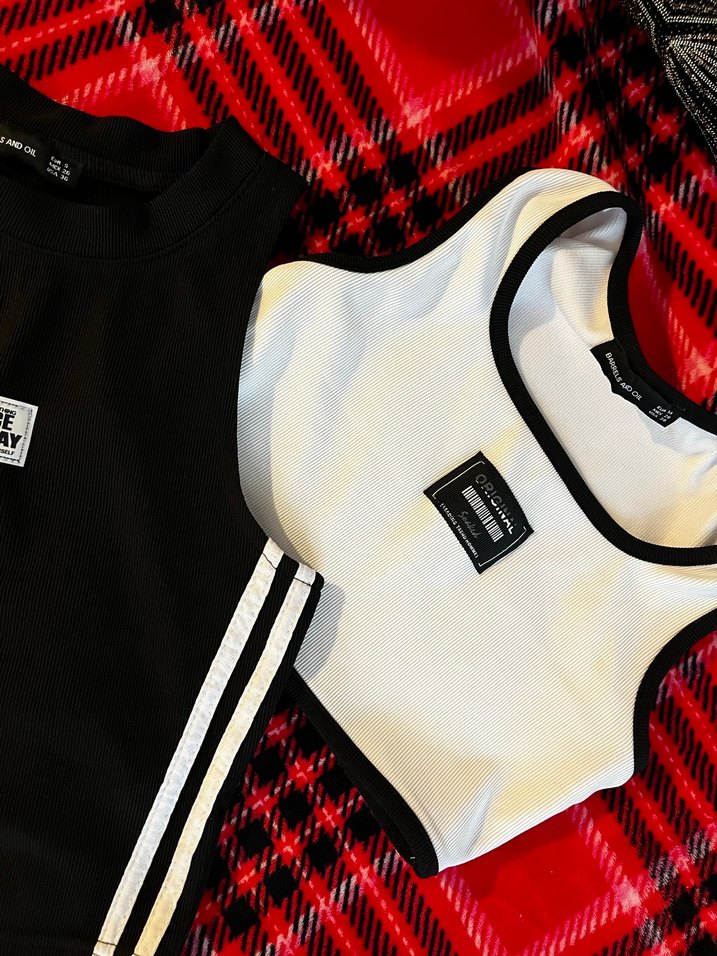 Siyah Baskılı ve Beyaz baskılı Pamuk Atlet Kadın - Görsel 3