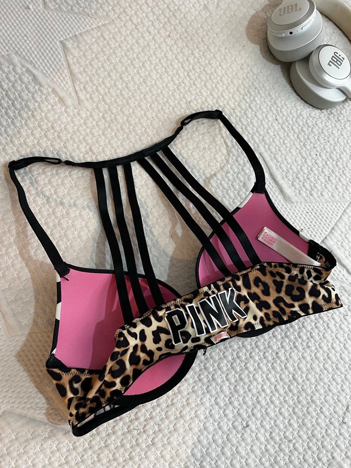 Pink Leopar ve puantiye Desenli Sütyen - Görsel 3