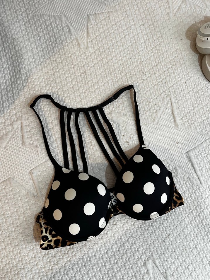 Pink Leopar ve puantiye Desenli Sütyen - Görsel 2