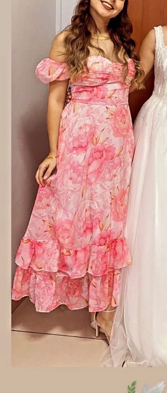 Pembe Straplez Uzun Bohem Elbise - Görsel 2