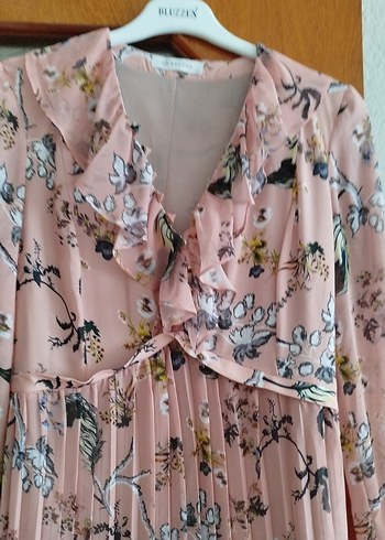 Pembe Pilili Uzun Bohem Elbise - Görsel 2