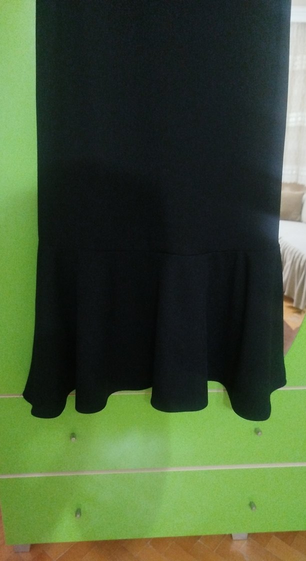 Drapeli İşlemeli Siyah Uzun Abiye Elbise - Görsel 2