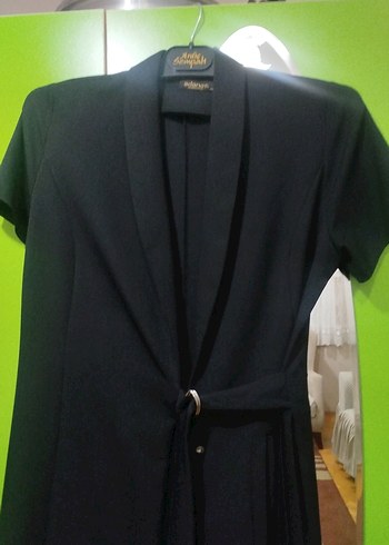 Kadın Siyah Kısa Kollu ceket elbise - Görsel 2