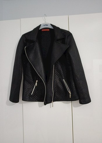 Yılan Desenli Siyah Biker Ceket