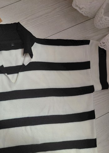 Kadın Çizgili Örgü Salaş Triko - Görsel 3