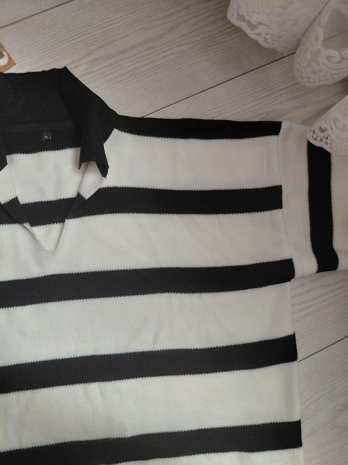 Kadın Çizgili Örgü Salaş Triko - Görsel 3