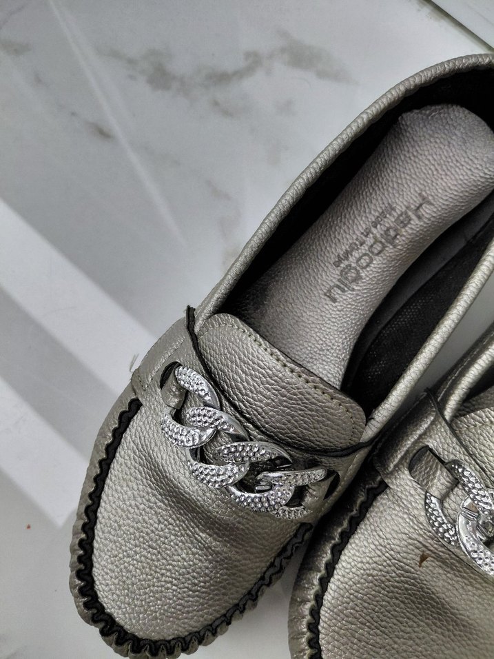 Gri Deri Kadın Dolgu Topuklu Babet - Görsel 2