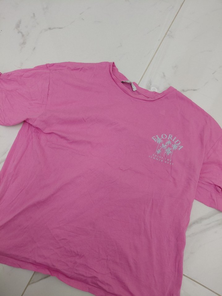 Pembe  Tişörtü, Kısa Kollu, Salaş - Görsel 3