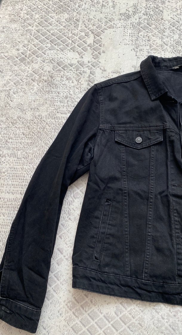 Siyah Denim kot Ceket - Görsel 3